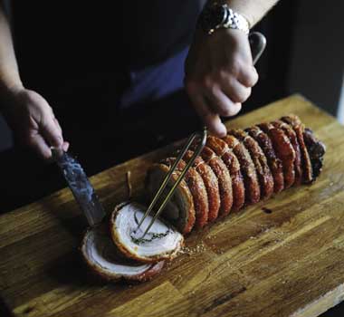 Adrian Richardson carving meat